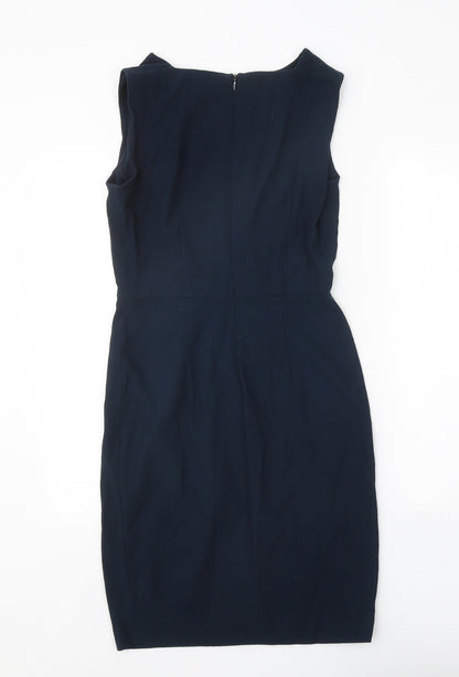 Zara Womens Blue Polyester A-Line Size S Round Neck Zip