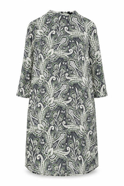 Topshop Womens Black Geometric Viscose A-Line Size 8 Round Neck Zip