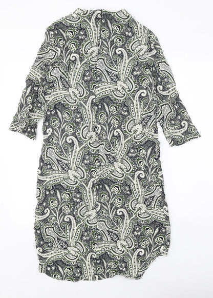 Topshop Womens Black Geometric Viscose A-Line Size 8 Round Neck Zip