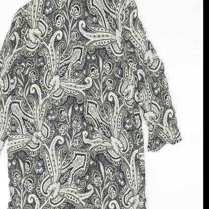 Topshop Womens Black Geometric Viscose A-Line Size 8 Round Neck Zip