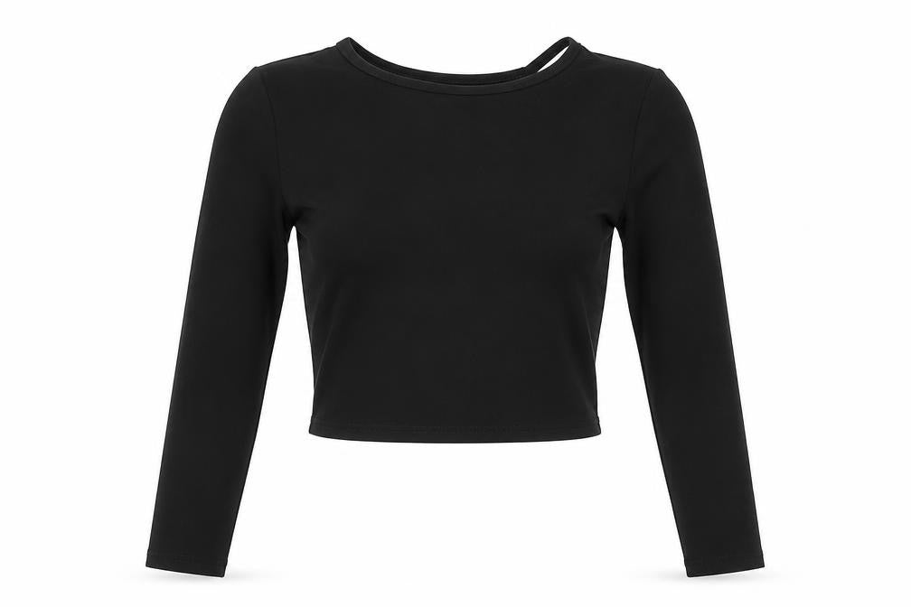PRETTYLITTLETHING Womens Black Polyester Wrap Blouse Size S Round Neck - Open Back