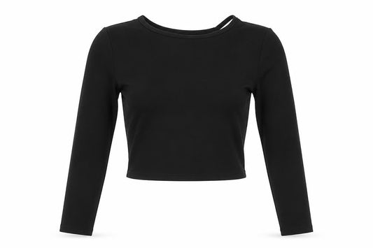 PRETTYLITTLETHING Womens Black Polyester Wrap Blouse Size S Round Neck - Open Back