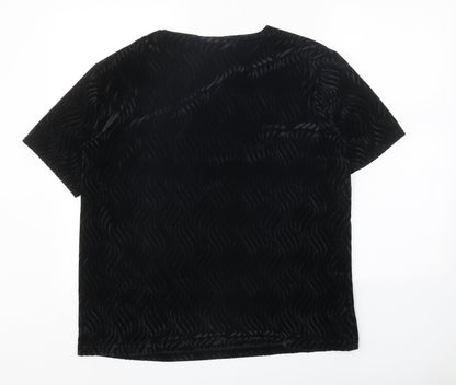 Womens UK Size L Isabelle Black Basic T-Shirt