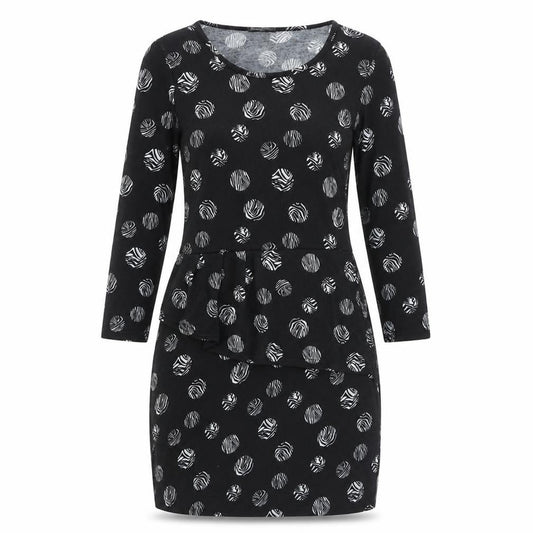 Indulgence Womens Black Geometric Wool A-Line Size S Round Neck Pullover
