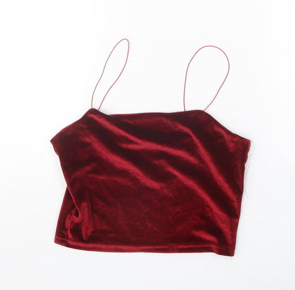 Womens UK Size S Preworn Red Cropped Tank