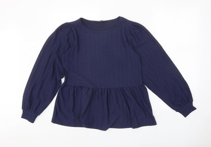 Peacocks Womens Blue Polyester Basic Blouse Size 12 Scoop Neck - Smock