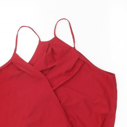 Womens UK Size XL Preworn Red Basic Tank