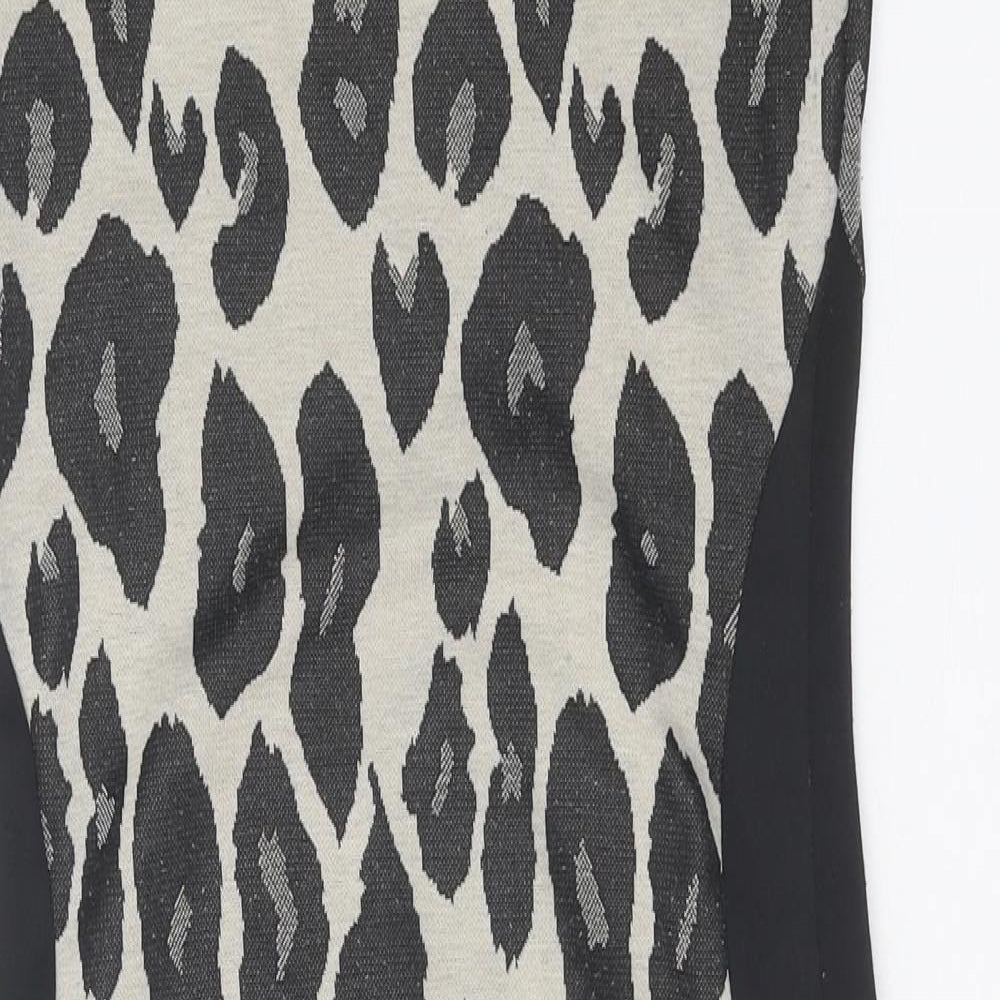 Cameo Rose Womens Black Animal Print Polyester Pencil Dress Size 12 Boat Neck Pullover - Leopard Print