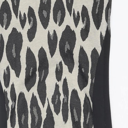 Cameo Rose Womens Black Animal Print Polyester Pencil Dress Size 12 Boat Neck Pullover - Leopard Print