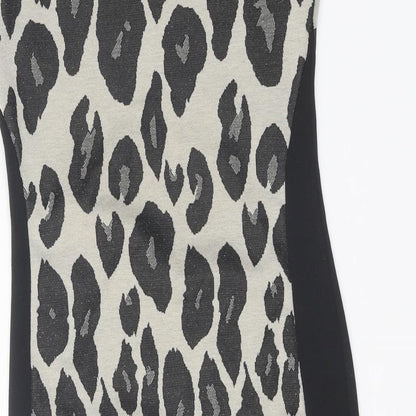 Cameo Rose Womens Black Animal Print Polyester Pencil Dress Size 12 Boat Neck Pullover - Leopard Print