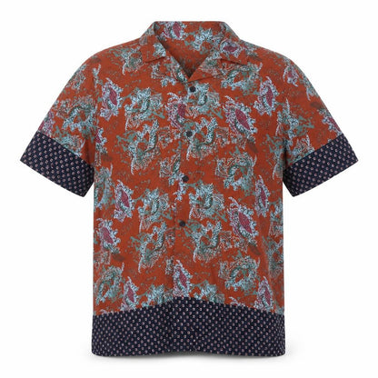 Mens UK Size S Native Youth Brown  Button-Up Short Sleeve Casual Shirt