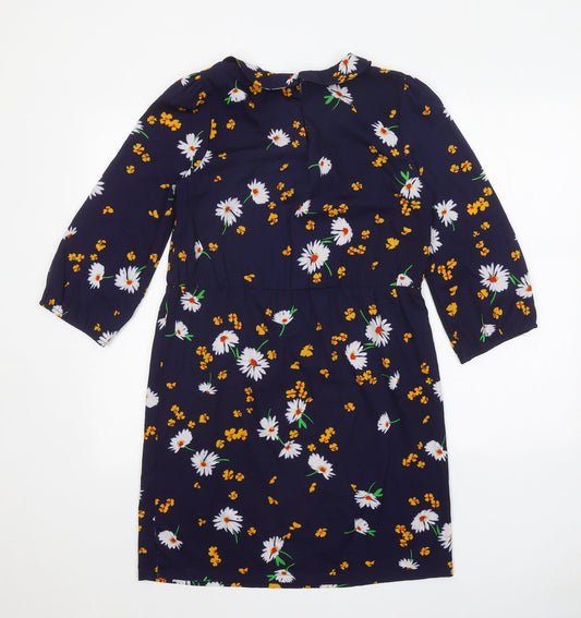 Atmosphere Womens Blue Floral Polyester Shift Size 8 Collared Button