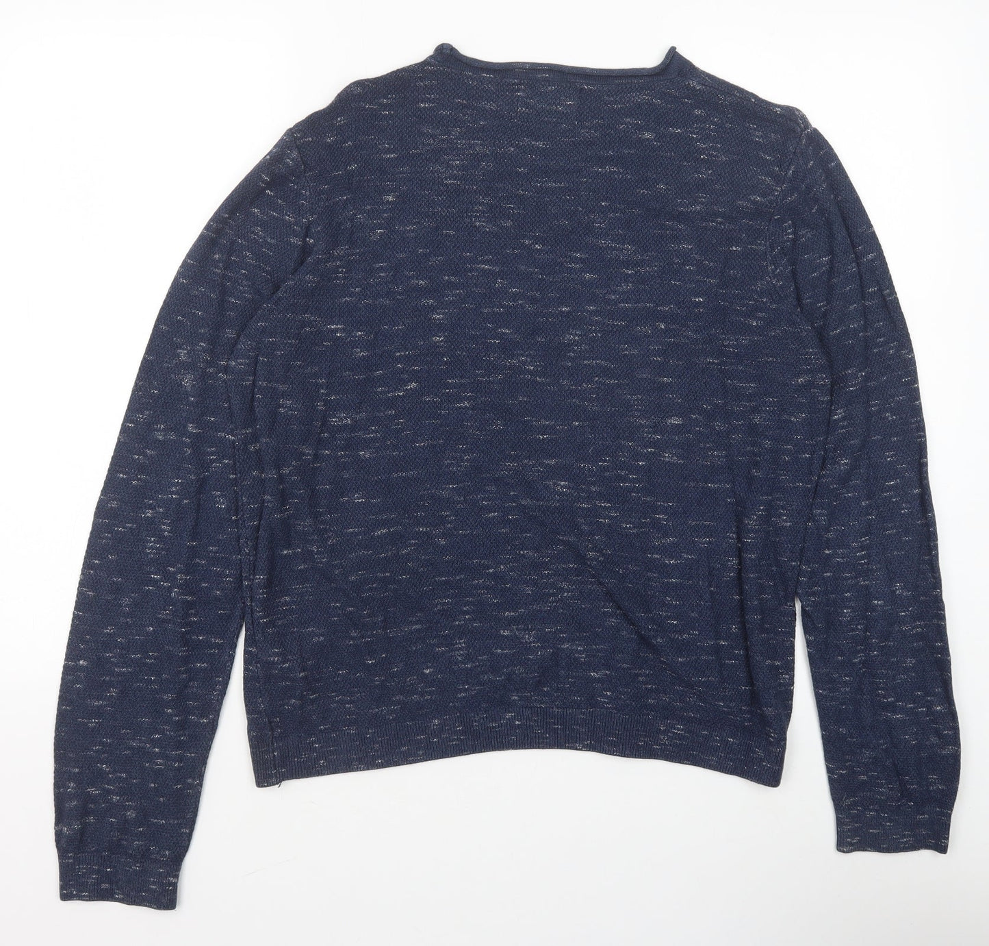 Topman Mens Blue Round Neck Cotton Pullover Jumper Size S Long Sleeve