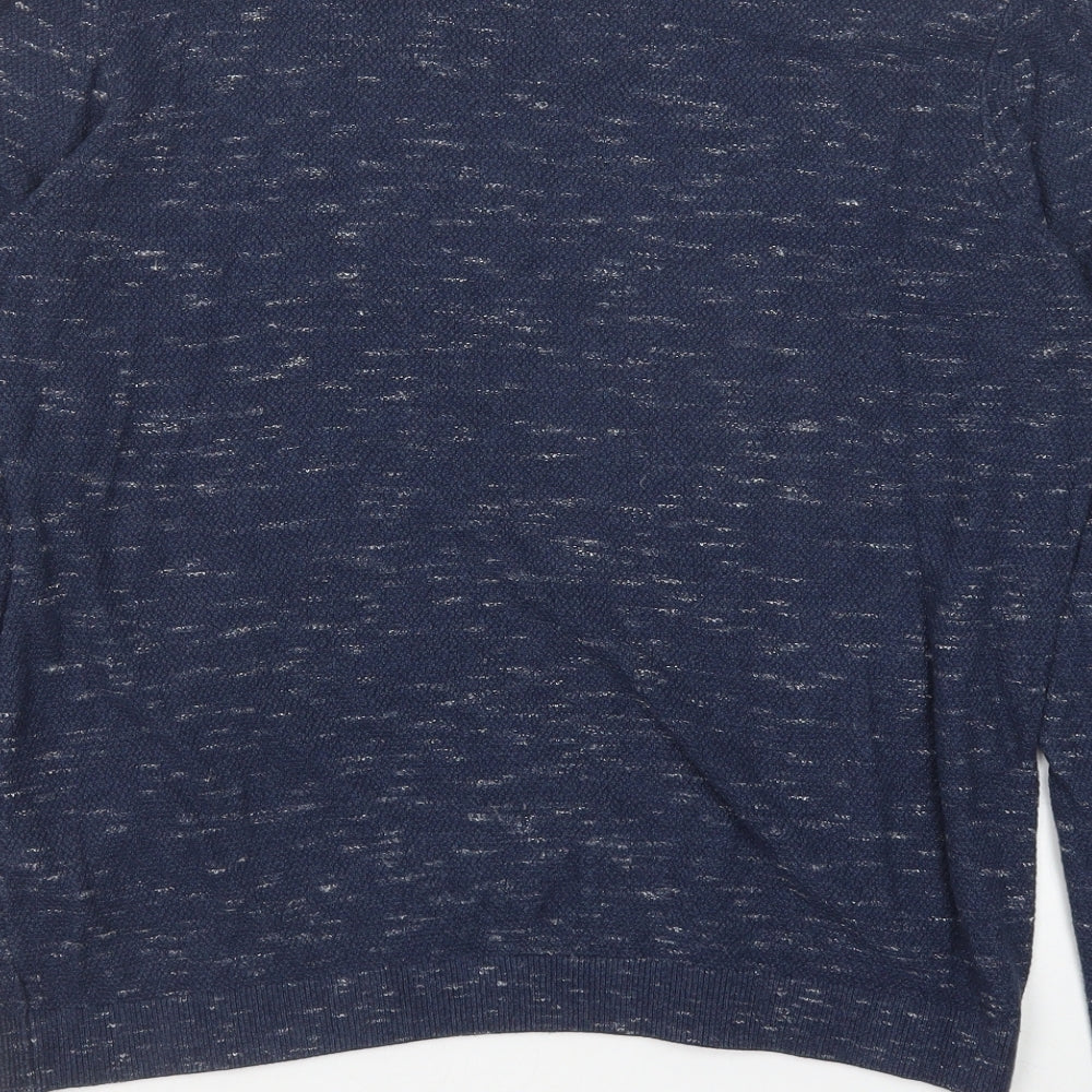 Topman Mens Blue Round Neck Cotton Pullover Jumper Size S Long Sleeve