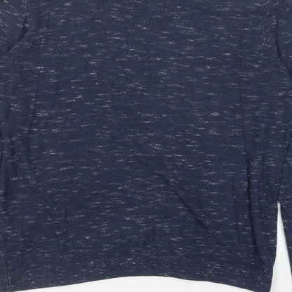 Topman Mens Blue Round Neck Cotton Pullover Jumper Size S Long Sleeve