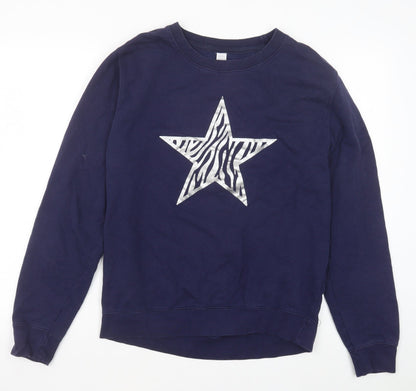 Preworn Womens Blue Cotton Pullover Sweatshirt Size S Pullover - Zebra print Star