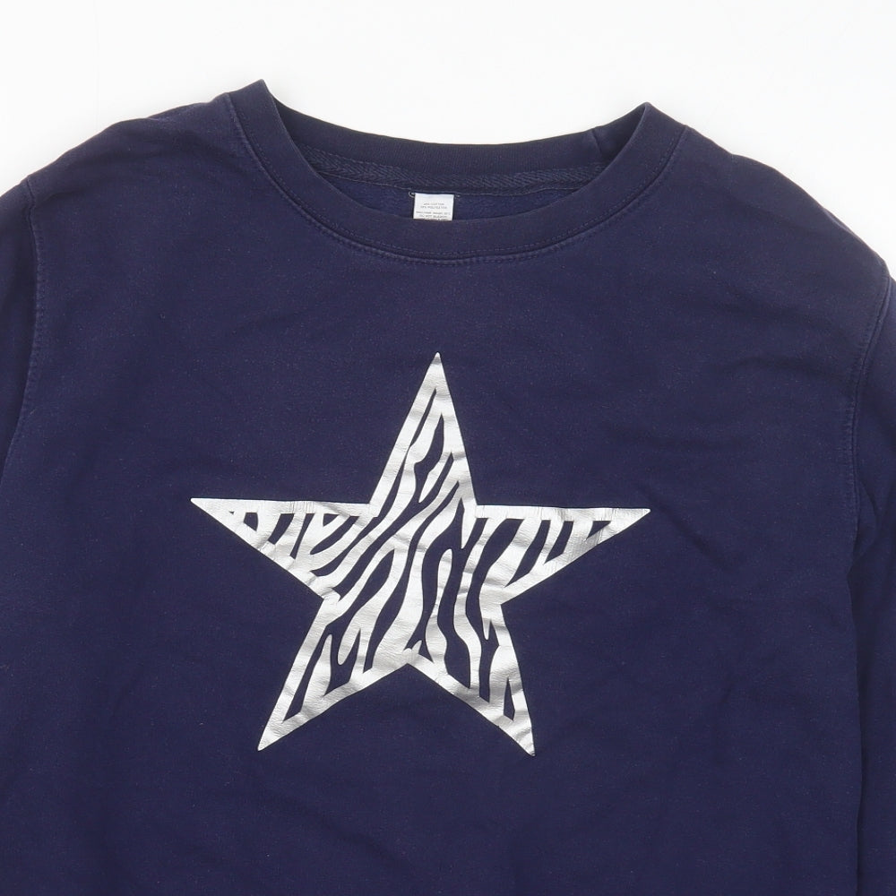 Preworn Womens Blue Cotton Pullover Sweatshirt Size S Pullover - Zebra print Star