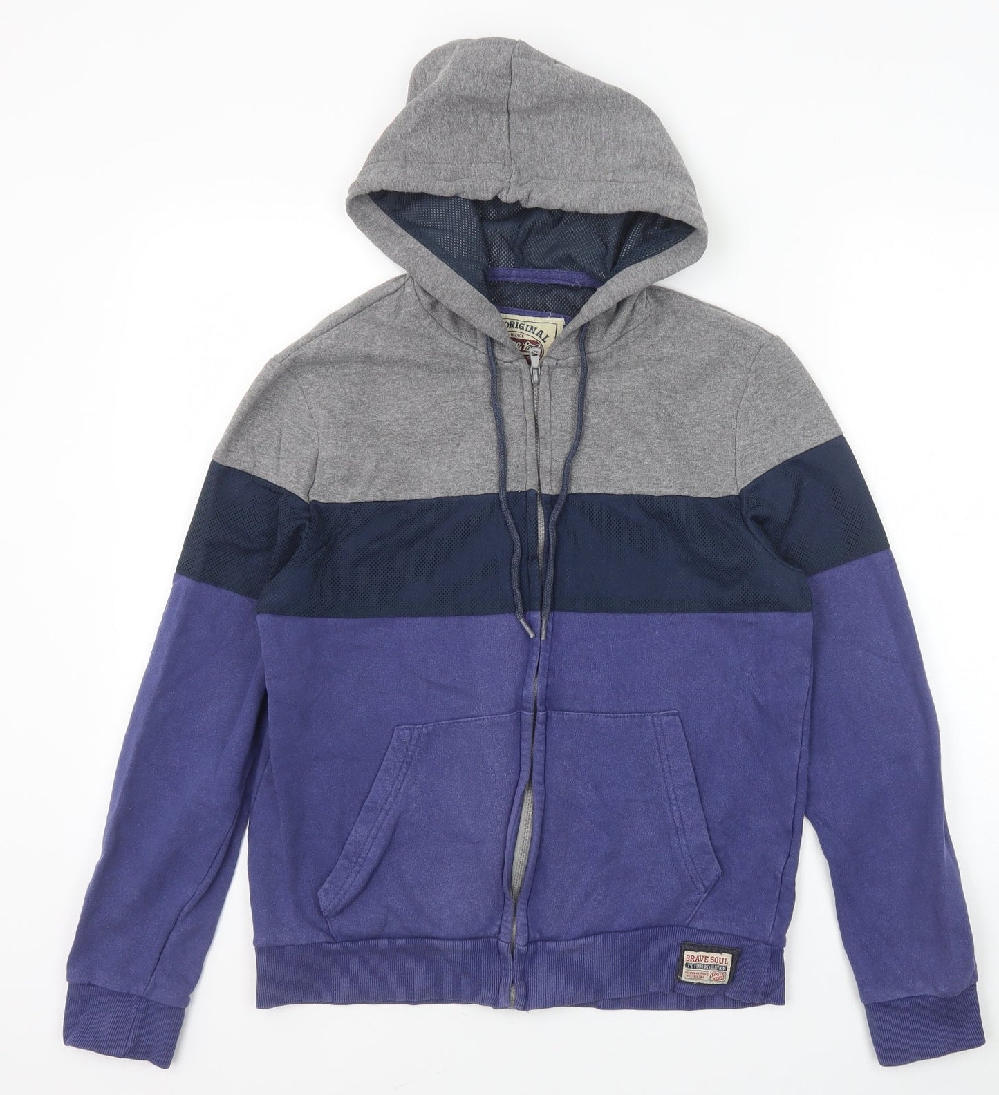 Brave Soul Womens Purple Cotton Full Zip Hoodie Size S Zip - Colourblock