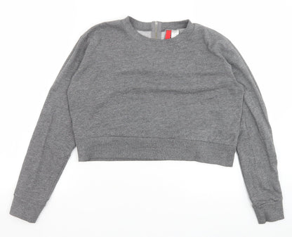 Divided Womens Grey Cotton Pullover Sweatshirt Size S Zip