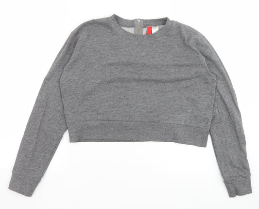 Divided Womens Grey Cotton Pullover Sweatshirt Size S Zip