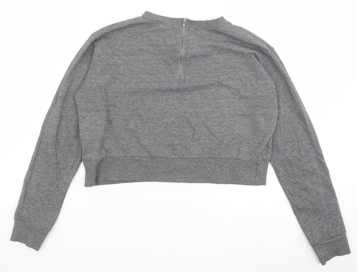 Divided Womens Grey Cotton Pullover Sweatshirt Size S Zip