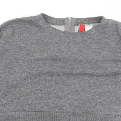 Divided Womens Grey Cotton Pullover Sweatshirt Size S Zip