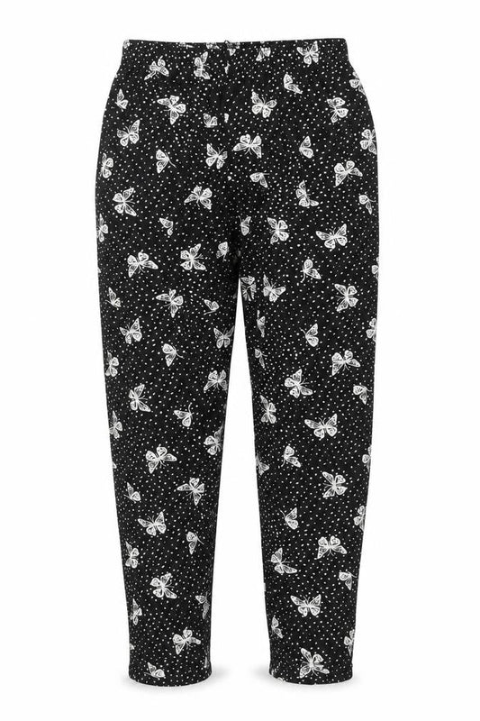 Preworn Womens Black Geometric Polyester Jogger Leggings Size M - Butterfly Print