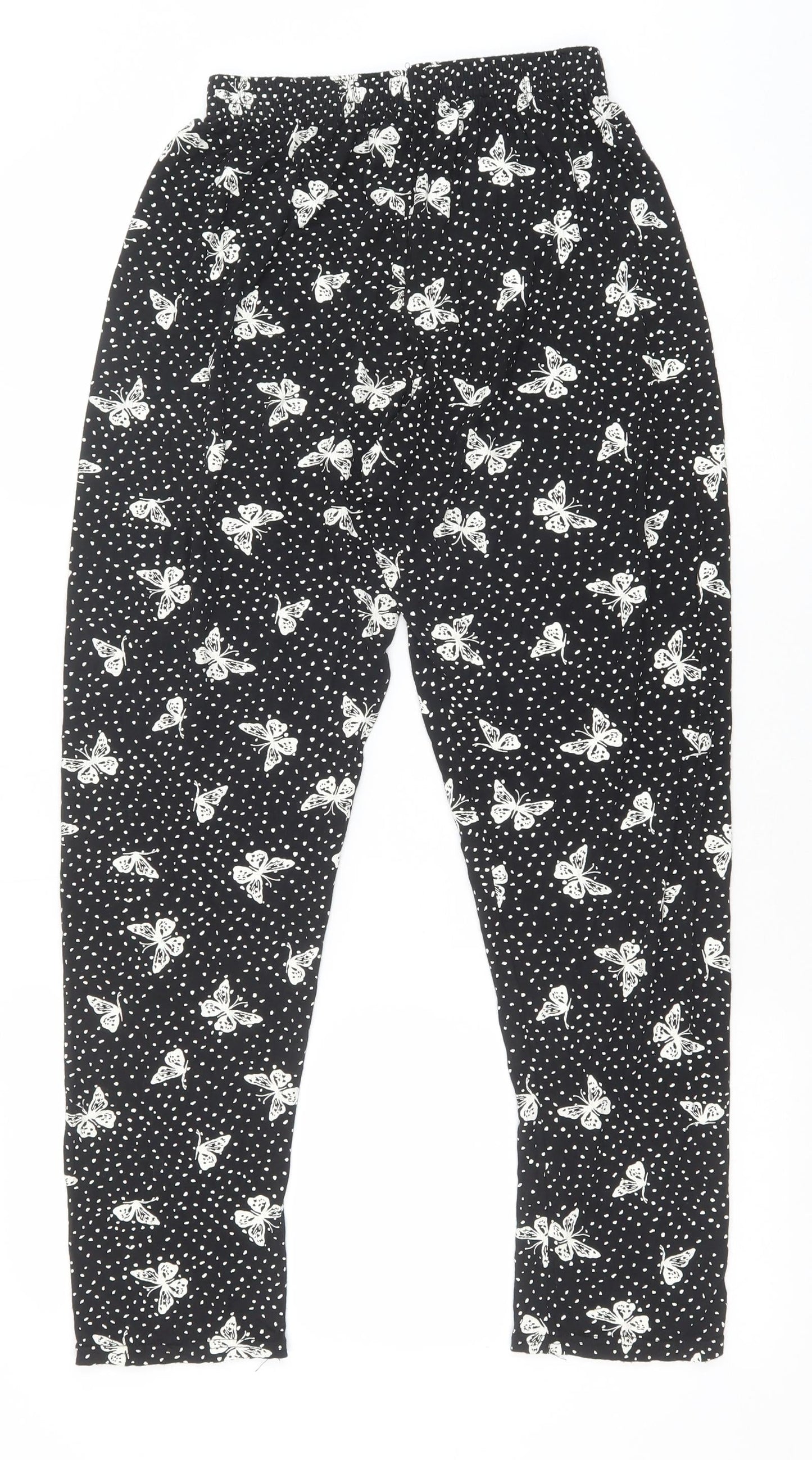 Preworn Womens Black Geometric Polyester Jogger Leggings Size M - Butterfly Print