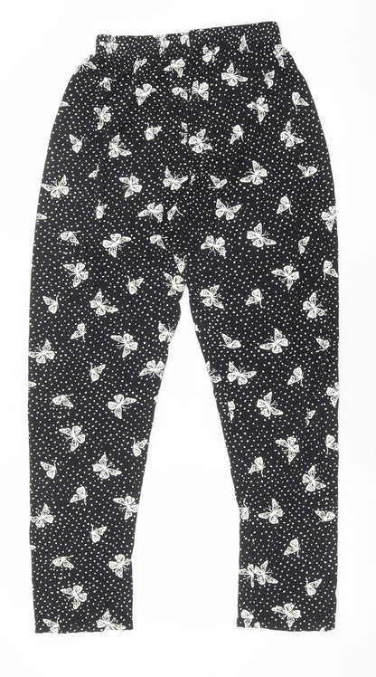 Preworn Womens Black Geometric Polyester Jogger Leggings Size M - Butterfly Print