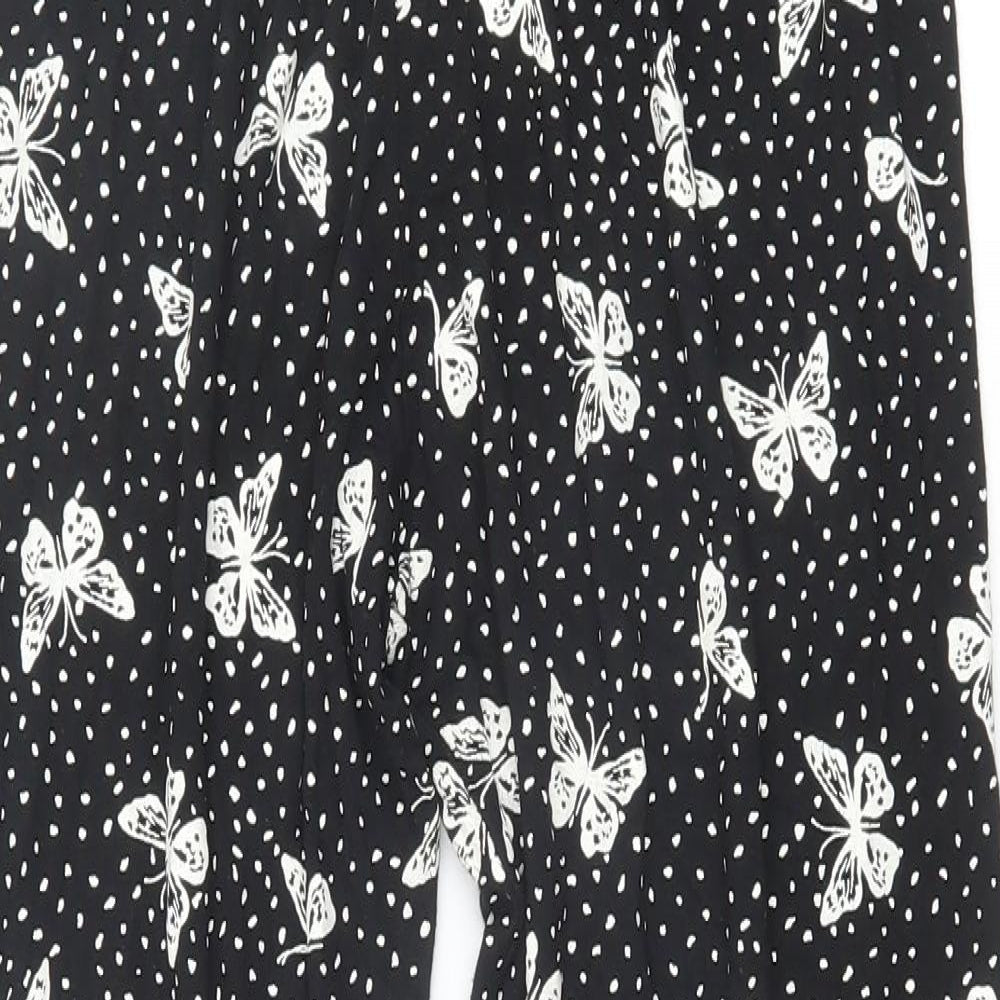 Preworn Womens Black Geometric Polyester Jogger Leggings Size M - Butterfly Print