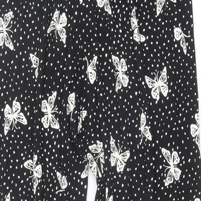 Preworn Womens Black Geometric Polyester Jogger Leggings Size M - Butterfly Print