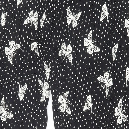 Preworn Womens Black Geometric Polyester Jogger Leggings Size M - Butterfly Print