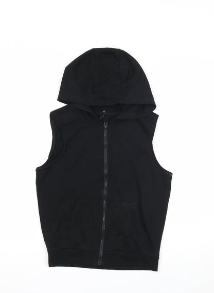 George Boys Black Cotton Full Zip Hoodie Size 9-10 Years Zip