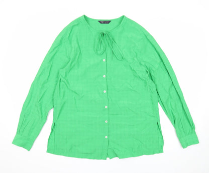 Womens UK Size 8 Marks and Spencer Green Basic Button-Up