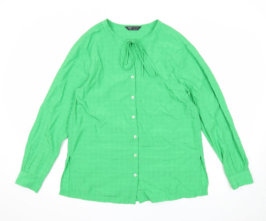 Womens UK Size 8 Marks and Spencer Green Basic Button-Up