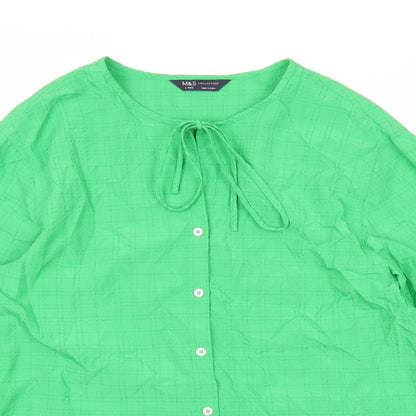 Womens UK Size 8 Marks and Spencer Green Basic Button-Up