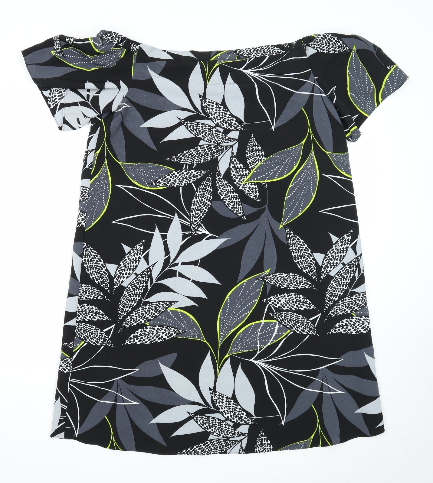 George Womens Black Floral Viscose A-Line Size 14 Boat Neck Pullover