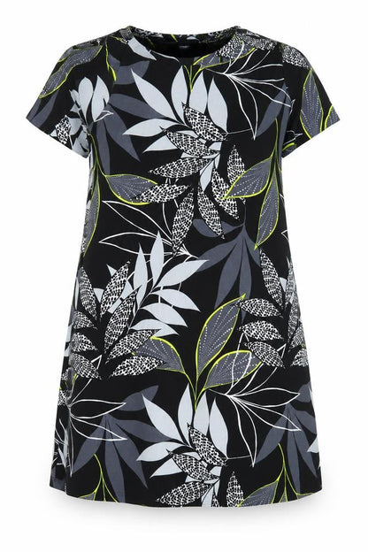George Womens Black Floral Viscose A-Line Size 14 Boat Neck Pullover