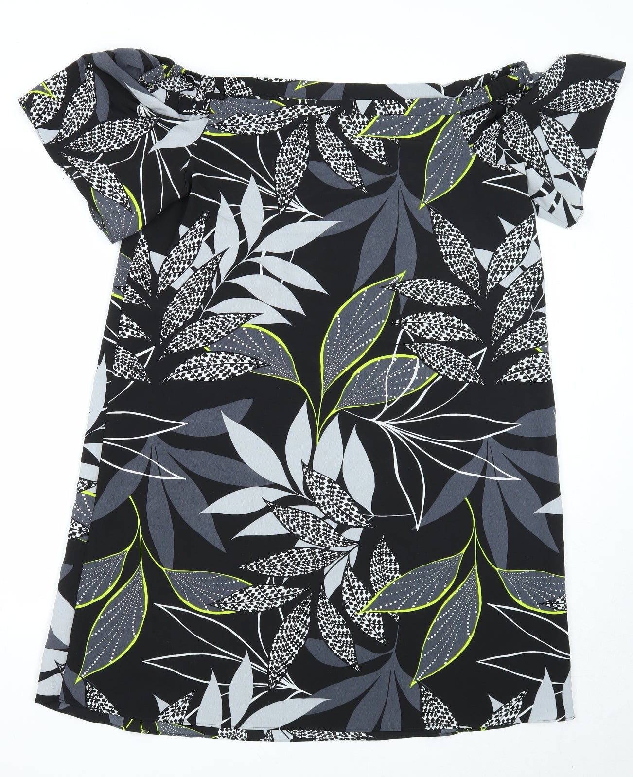 George Womens Black Floral Viscose A-Line Size 14 Boat Neck Pullover