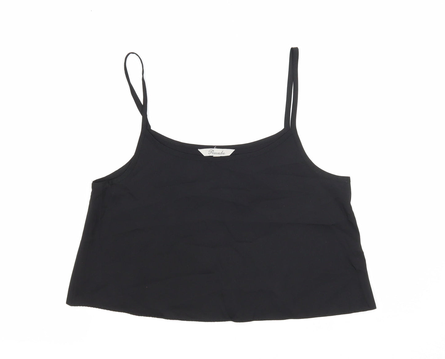 Womens UK Size 8 Peacocks Black Cropped Tank