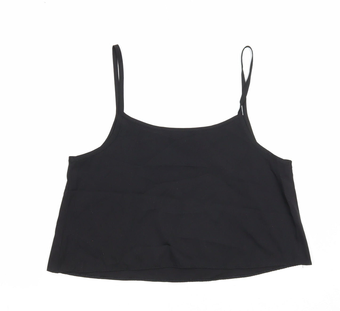 Womens UK Size 8 Peacocks Black Cropped Tank