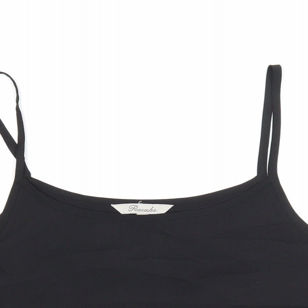 Womens UK Size 8 Peacocks Black Cropped Tank