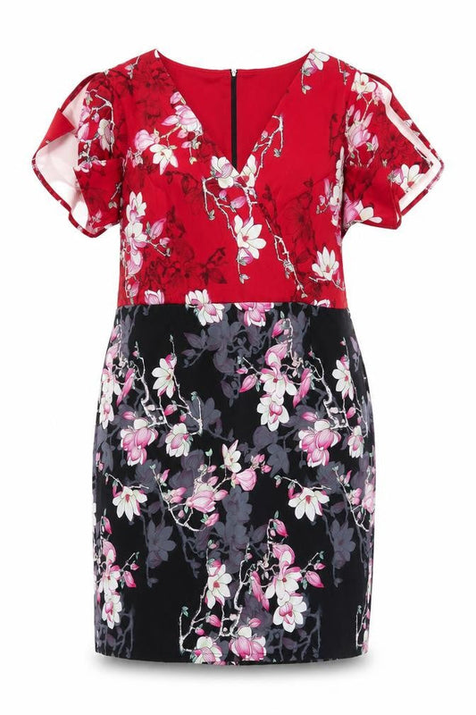 Paper Dolls Womens Multicoloured Floral Polyester A-Line Size 6 V-Neck Zip