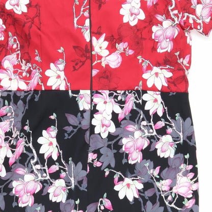 Paper Dolls Womens Multicoloured Floral Polyester A-Line Size 6 V-Neck Zip