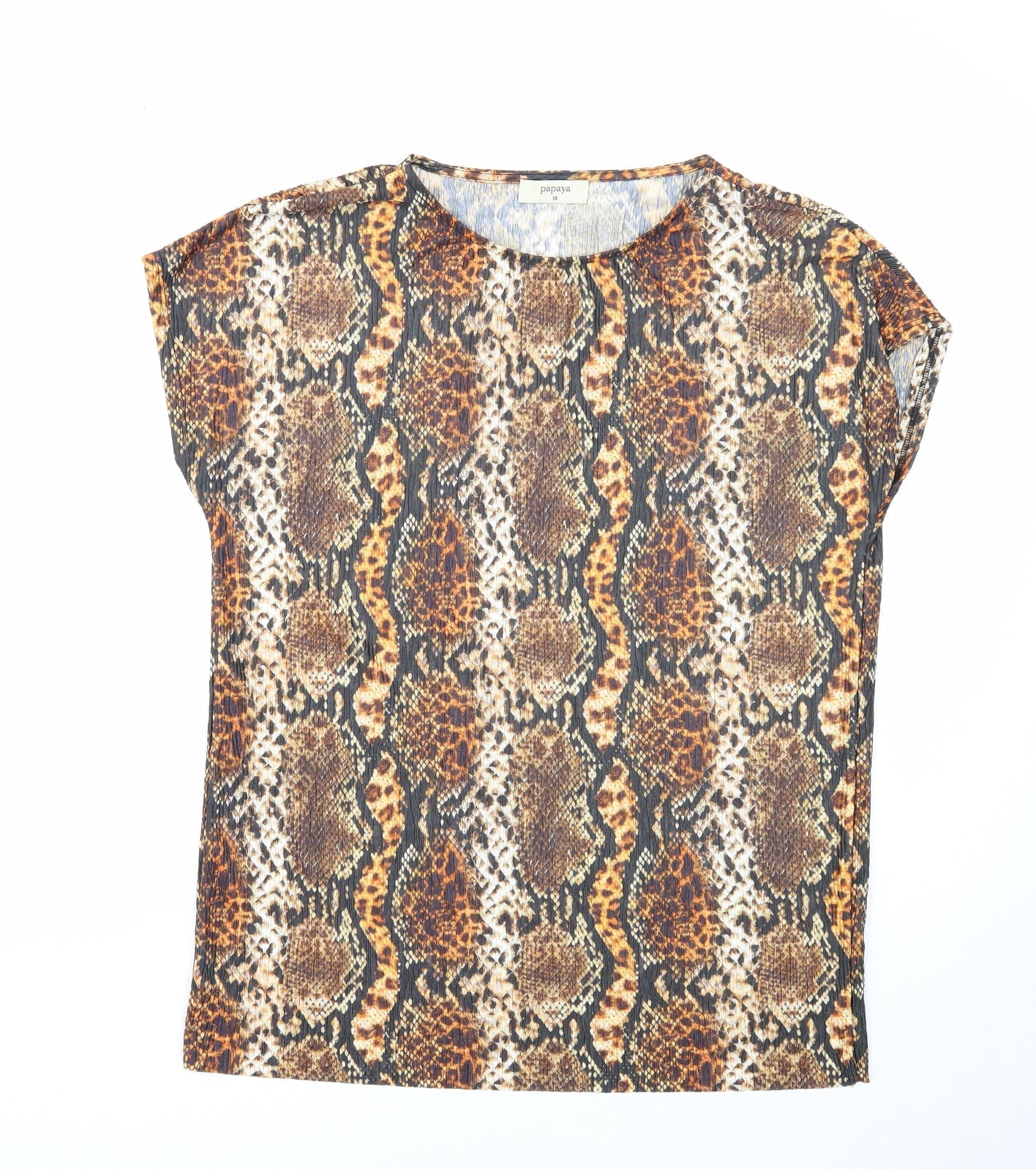 Papaya Womens Multicoloured Geometric Polyester Basic T-Shirt Size 10 Round Neck