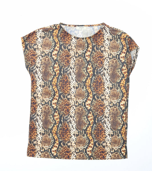 Papaya Womens Multicoloured Geometric Polyester Basic T-Shirt Size 10 Round Neck