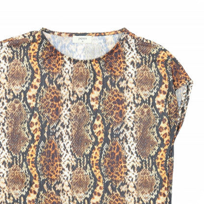 Papaya Womens Multicoloured Geometric Polyester Basic T-Shirt Size 10 Round Neck