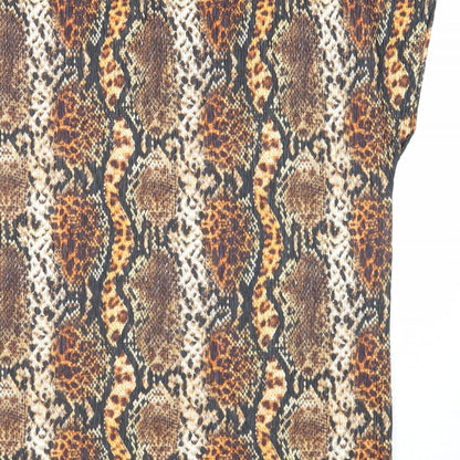 Papaya Womens Multicoloured Geometric Polyester Basic T-Shirt Size 10 Round Neck