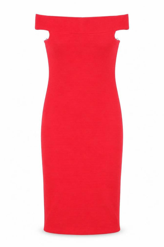 Therapy Womens Red Acrylic Bodycon Size 8 Off the Shoulder Pullover