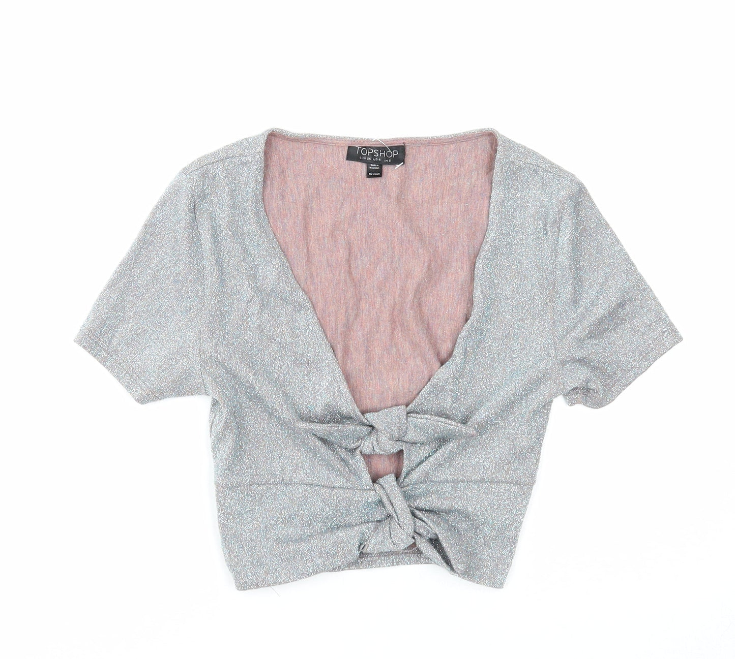 Womens UK Size 6 Topshop Silver Cropped Tank